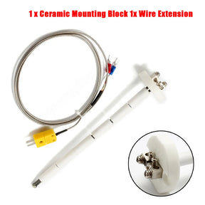 High-Temperature K-Type Thermocouple Probe with Ceramic Kiln Block - 2372°F/1300°C