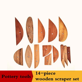 Ceramic Art Wooden Scrapers Set - 14-Piece Variety Pack