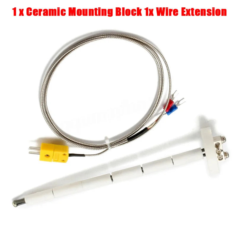 High-Temperature K-Type Thermocouple Probe with Ceramic Kiln Block - 2372°F/1300°C