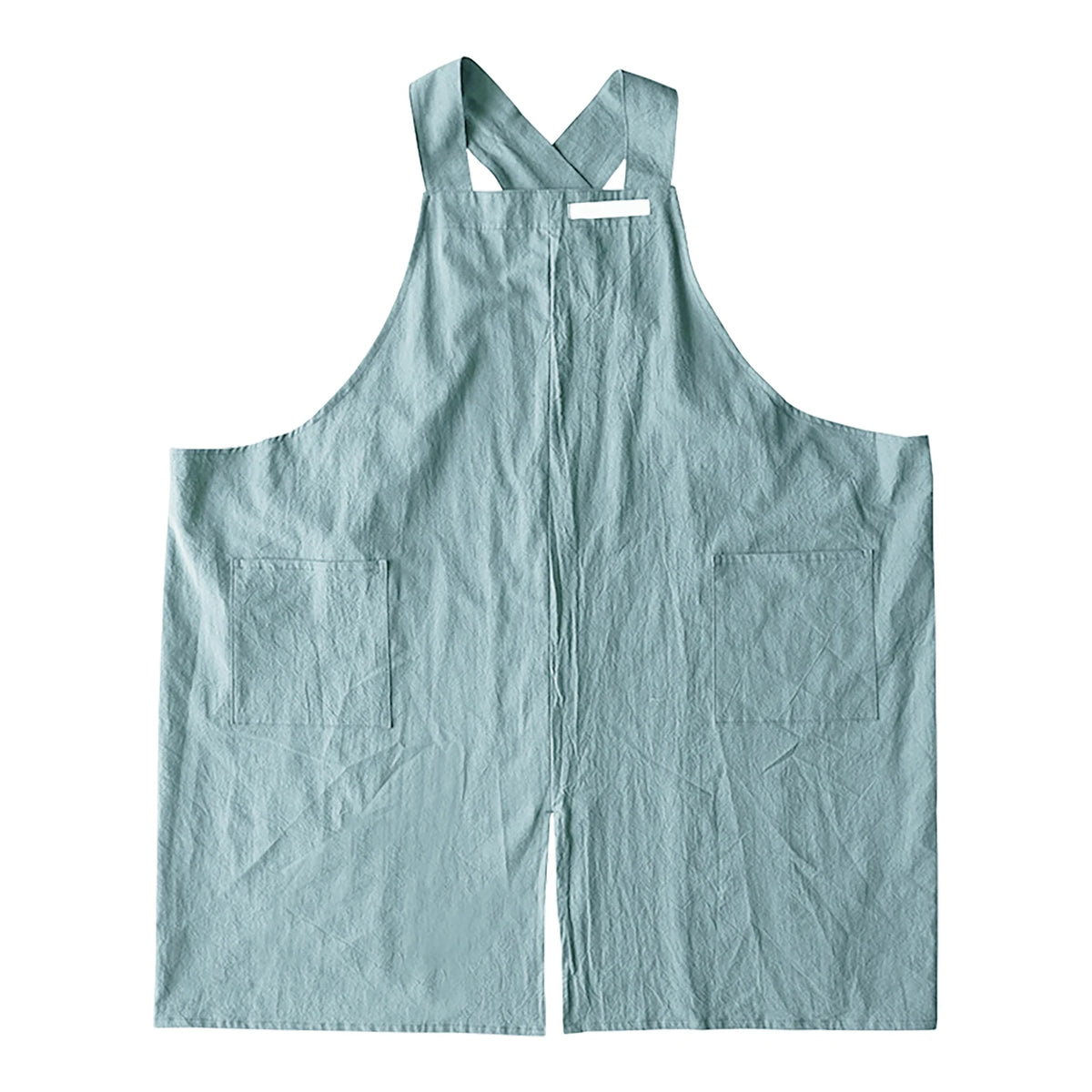 Cotton Blend Cross-Back Artist Apron with Pockets in Mint Green