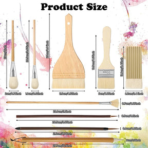 Set Paint Brushes Set for Pottery, Acrylic, Watercolor, and Ceramic Painting 9 Piece