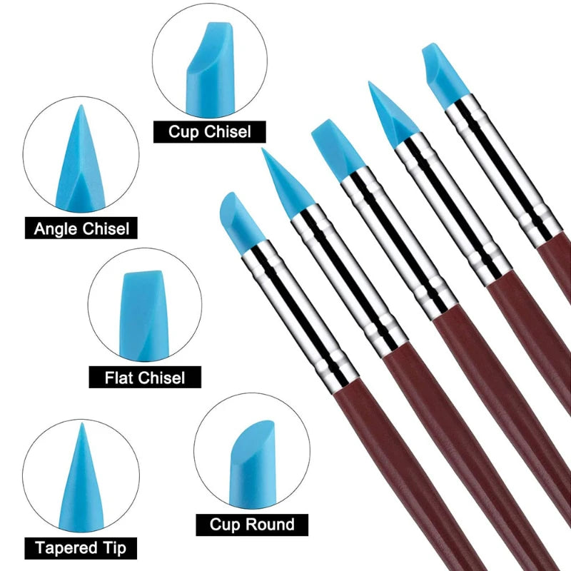 5-Piece Silicone Head Clay Sculpting Tool Set