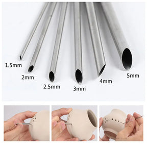 6 Pieces/set of Stainless Steel Hole Puncher Carving Sculpture Modeling Pottery Cutting and Punching Ceramic Polymer Clay Tools