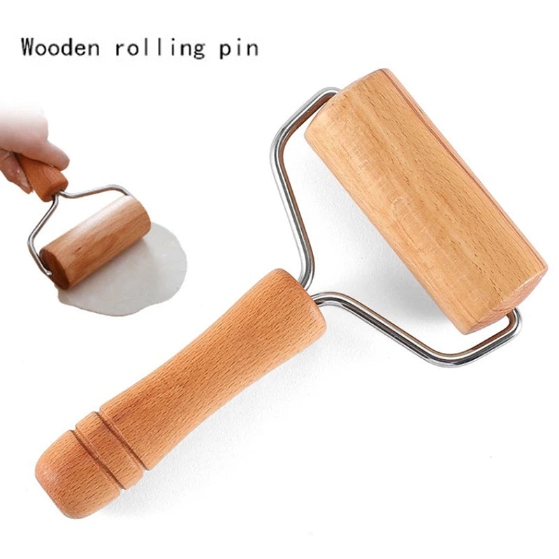 Wooden Rolling Pin for Clay Crafting and Sculpting - Double-Headed Non-Stick Roller with Handles