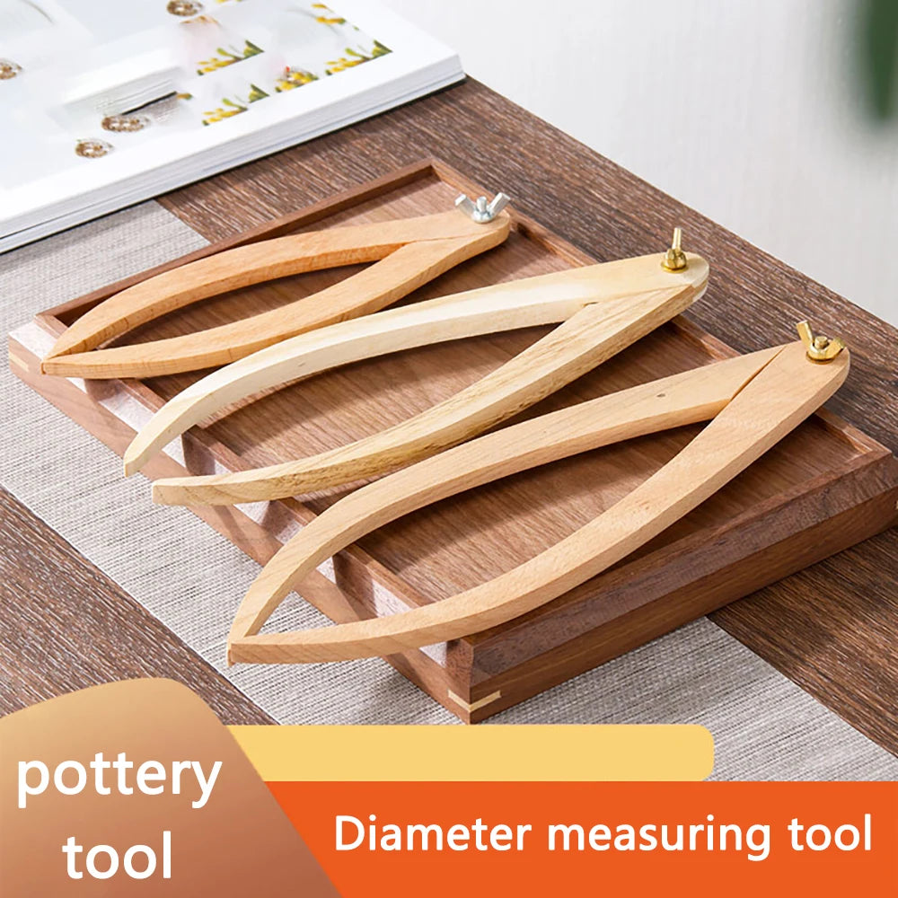 Wooden Pottery Measuring Calipers - Adjustable Diameter and Thickness Tool