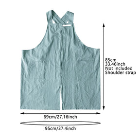 Cotton Blend Cross-Back Artist Apron with Pockets in Mint Green