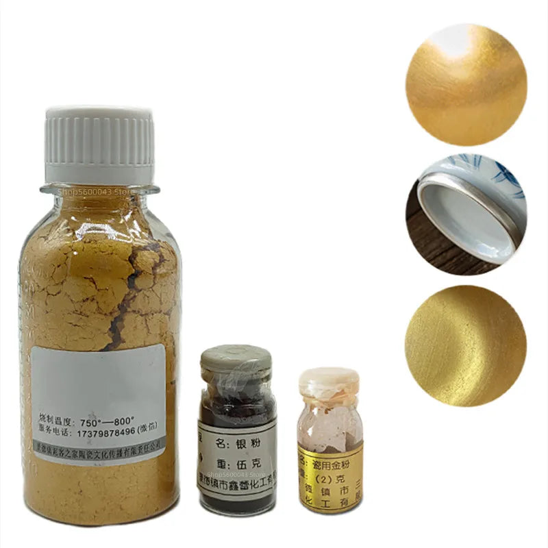 Ceramic Overglaze Color Gold Silver Powder DIY Ceramic Painting Kit