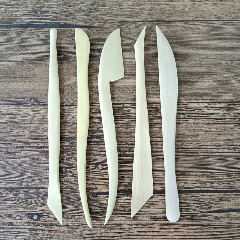 Set 5Piece Big Clay Sculpture Wooden Knife Set