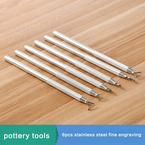 6-Piece Stainless Steel Fine Engraving Tool Set for Clay