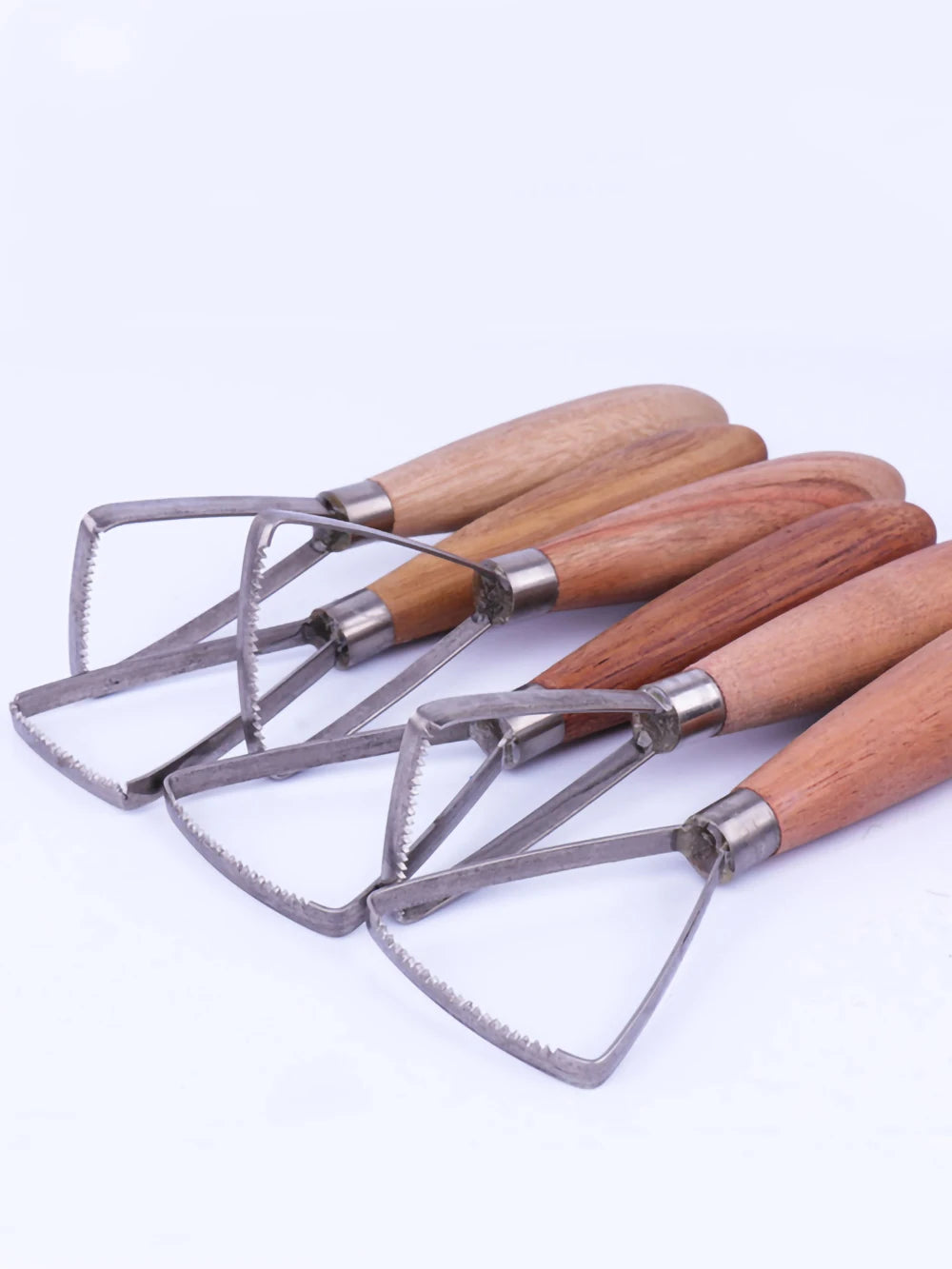 3pc/set Large Wooden Handle with Tooth Scraper Oil Mud Stainless Steel Scraper Large Sculpture Tool Rockery landscaping tools