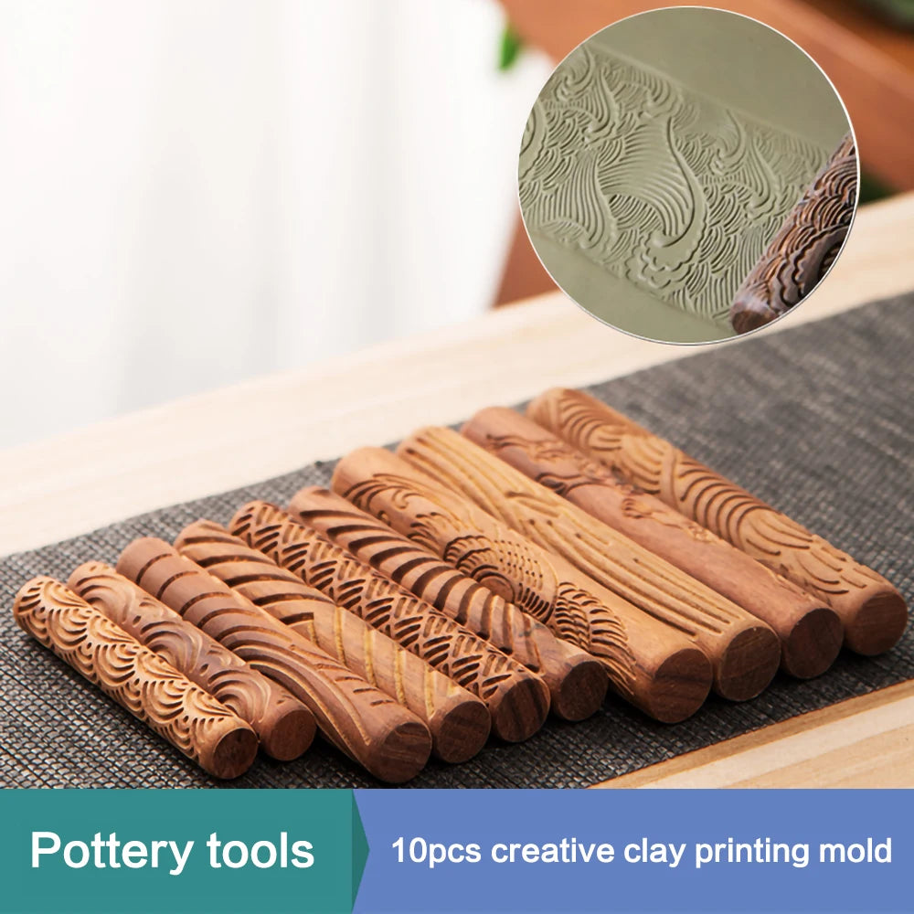 Pottery Art Textured Mud Roll Set